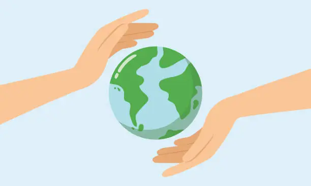 Vector illustration of Save the world, Happy earth day concept, Sign of environment.