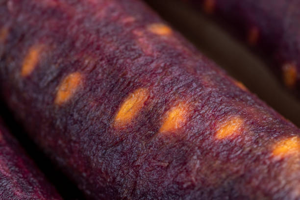 Sliced purple-orange carrots on the table