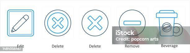 Icon Hapus Button Satu Set 5 Ikon Campuran Sebagai Edit Hapus Hapus Ilustrasi Stok ...