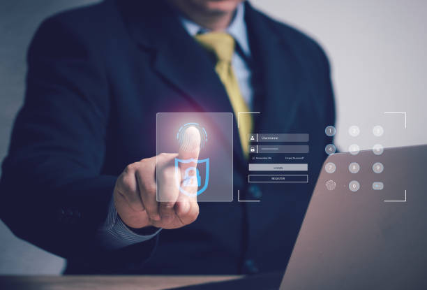 istock concept of online security. Businessman is verifying identity with security system to access transaction. Finance. Banking. Business. Technology. industry. Shopping. Hacker. 1484058642