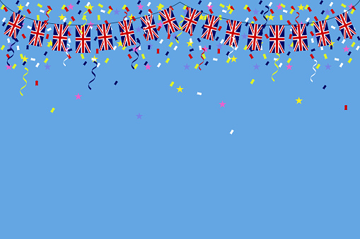 coronation UK Union Jack flag background vector illustration party