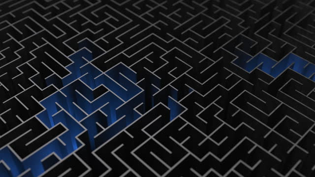 Black maze with blue glow