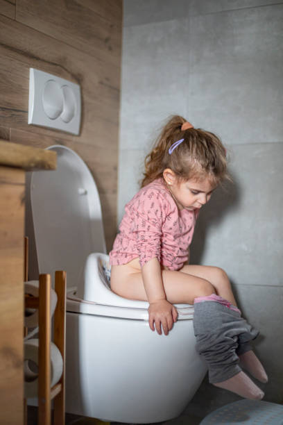 istock Good girl using big girl potty 1484076371