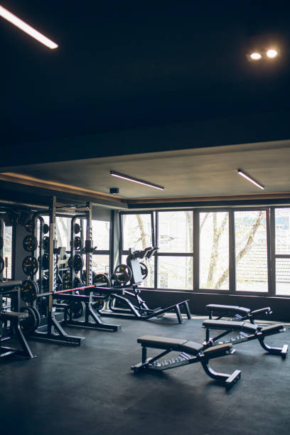 istock Excercise equipment in a modern gym 1484079201