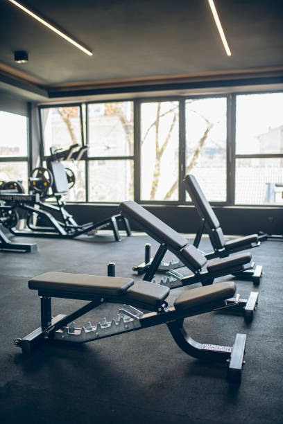 istock Excercise equipment in a modern gym 1484079336