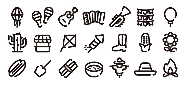 This is a set of Festa Junina icons. This is a set of simple icons that can be used for website decoration, user interface, advertising works, and other digital illustrations.