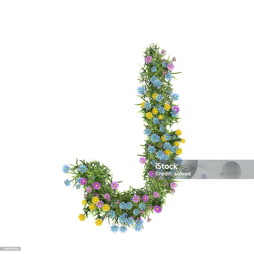 알파벳 J, 꽃 알파벳 흰색 바탕에 그림자와 - 로열티 프리 0명 스톡 사진