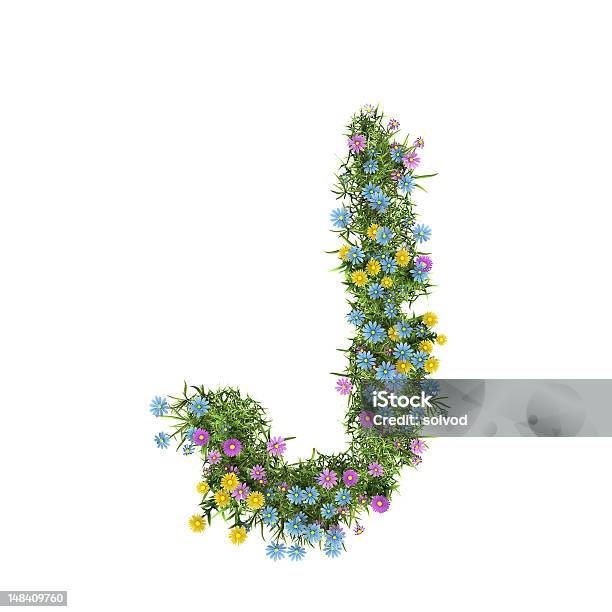 Буква J Цветочный Алфавит Изолированные На Белом — стоковые фотографии и другие картинки Алфавит - Алфавит, Без людей, Белый