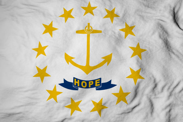 istock Flag of Rhode Island in 3D rendering 1484100757