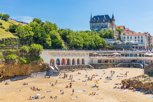 Port Vieux beach in Biarritz on a sunny day of summer, France