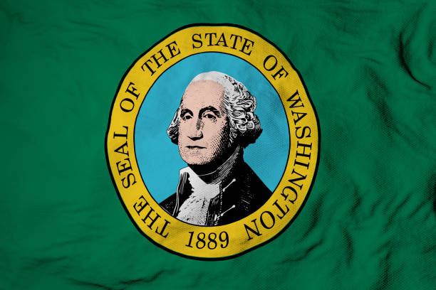 istock Flag of Washington in 3D rendering 1484103084