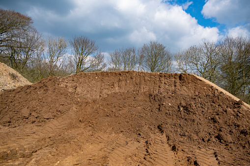 A large mound of top-soil, Devon UK