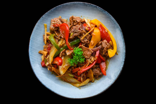 istock Satay fried beef with with pepper in vietnamese style for a menu 1484108738