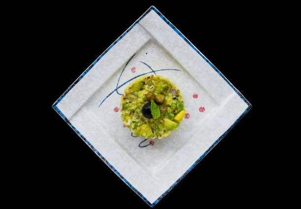 istock Vegetarian zucchini and avocado tartare with olive 1484110139