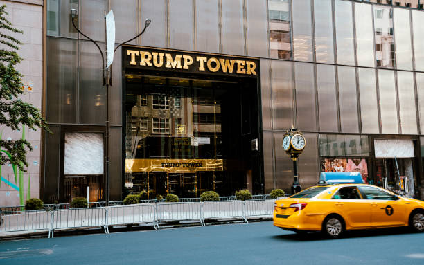 New York City, New York, USA, April 21, 2023:\nThe image of Trump Tower in Manhattan at 5th Avenue was taken on April 21, 2023