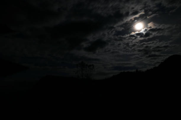 The moon in the night sky in Arunachal Pradesh