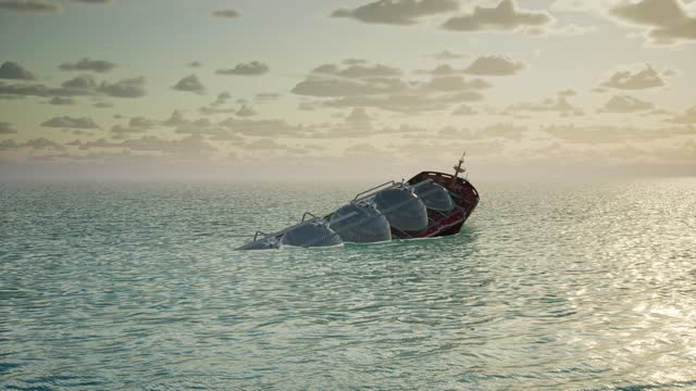 Sinking Oil Tanker Ship / Shipwreck - 4K Resolution