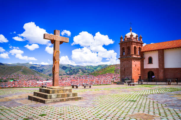Cusco, Peru. Mirador de Plaza San Cristobal. Magic of ancient Inca culture in South America.
