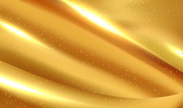 istock Gold metallic silk flowing wave luxury trendy background with glitter sparkles 1484120308