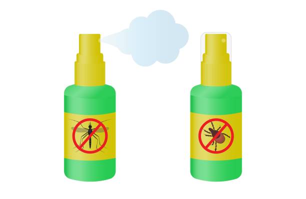 istock Mosquito and tisk sprey. Vector illustration in a cartoon style. 1484122316