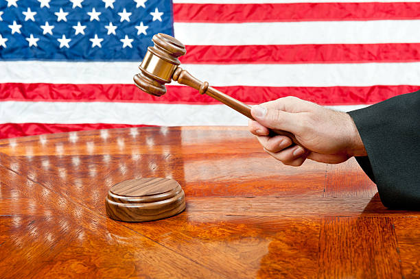 istock American flag with judge and gavel 148412557