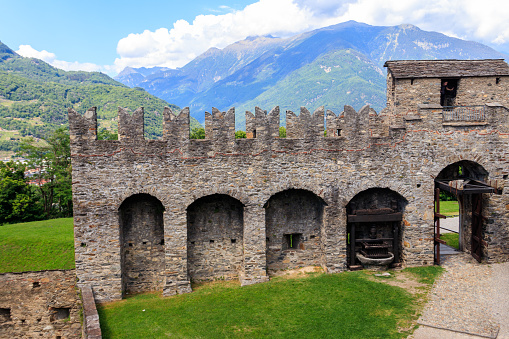 Bellinzona, Switzerland - May 26, 2022: Montebello Castle in Bellinzona, Switzerland. UNESCO World Heritage Site