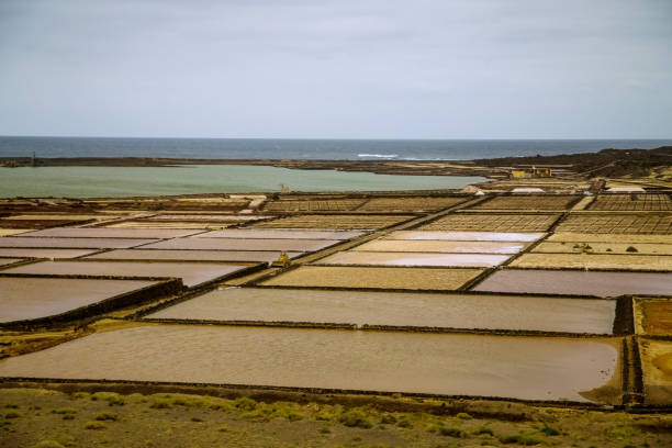 desalinización de agua de mar en yaza en la isla de lanzarote - desalination fotografías e imágenes de stock