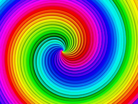 Abstract 3D spiral rainbow background