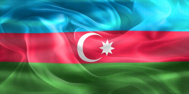 istock Azerbaijan flag - realistic waving fabric flag 1484132317