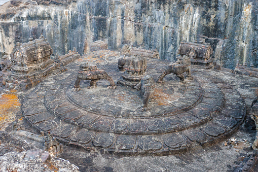 View at the Kailasa temple, Ellora caves, Maharashtra, India, Asia