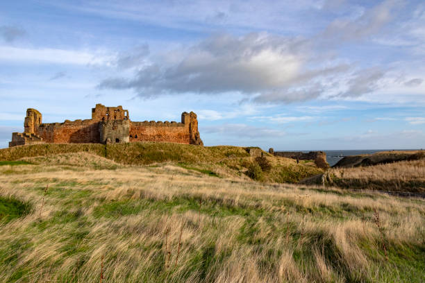 Tantallon Castle - East Lothian - Scotland Tantallon Castle near North Berwick, in East Lothian, Scotland. This ruined mid-14th-century fortresss. It sits on a promontory opposite Bass Rock, looking out onto the Firth of Forth. Built circa .1350 north berwick scotland east lothian castle scotland stock pictures, royalty-free photos & images