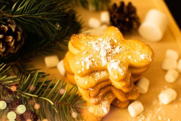 Christmas sugar gingerbread cookies, homemade. Comfort at home during holidays
