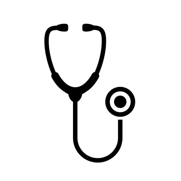 ilustraciones, imágenes clip art, dibujos animados e iconos de stock de icono vectorial de la herramienta de diagnóstico médico estetoscopio - estetoscopio