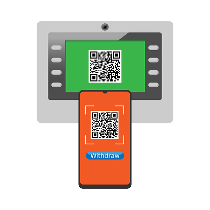 Scan Machine Process Qr Code Smartphone Scan Qr Code From Machine Stock Illustration - Download ...