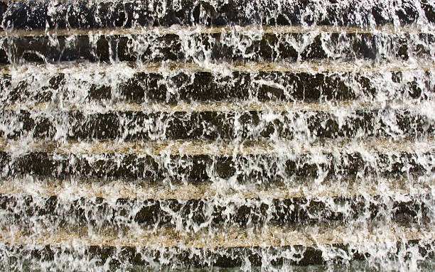 Torrential rain flooding steps stock photo