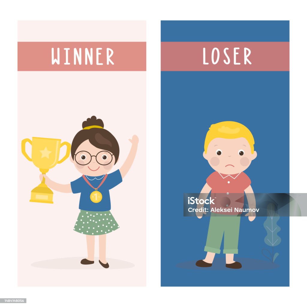 Competion Flashcard Opposite Explanation Cards Winner And Loser Word Card For Language ...