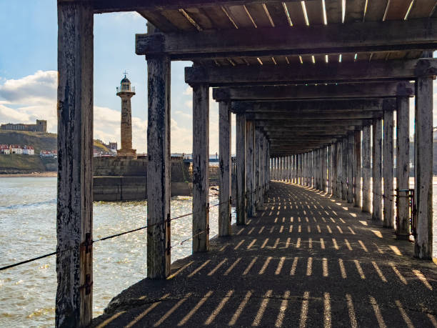 Abstract view along Whitby pier, UK.
