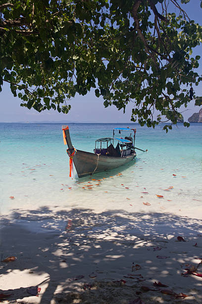 Boat on the beach stock photo