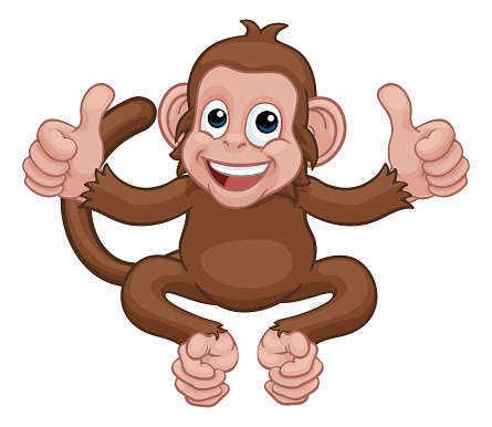 Affe Cartoon Tier Geben Doppel Daumen Nach Oben Stock Vektor Art und Affe Cartoon Tier Geben Doppel Daumen Nach Oben Stock Vektor Art und
