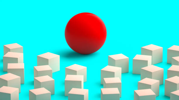 cubes et boule rouge - skill sphere leadership simplicity photos et images de collection