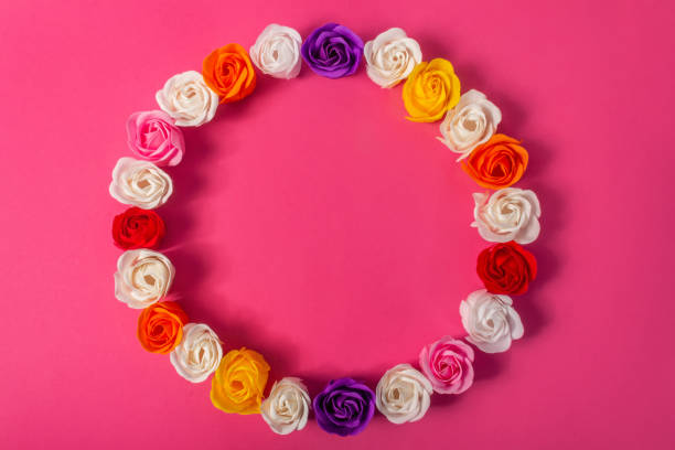 istock Round wreath of multicolored soap roses 1484164161