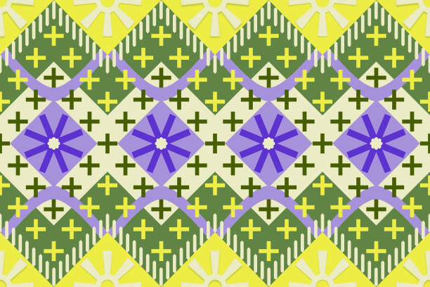 istock Colorful geometric ethnic seamless pattern design for wallpaper, background, fabric, curtain, carpet, clothing, and wrapping. 1484166749