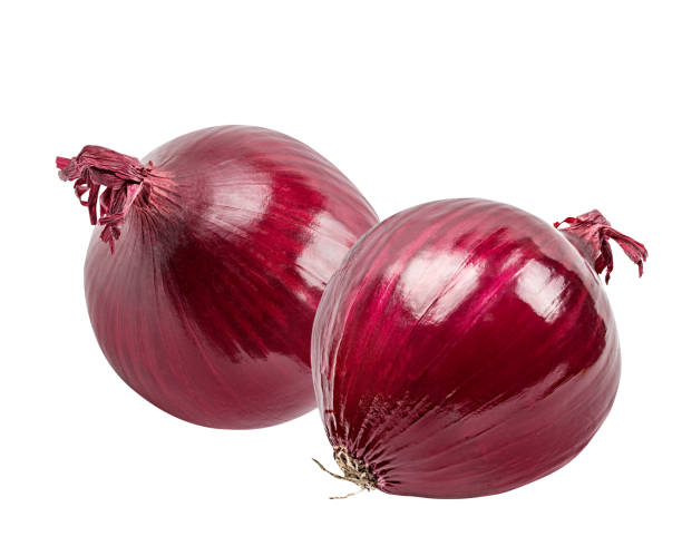 istock Red onion isolated on white background with clipping path 1484167496
