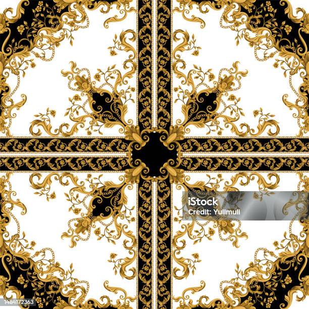 Seamless Pattern With Baroque Elements Vector Stock Illustration ...