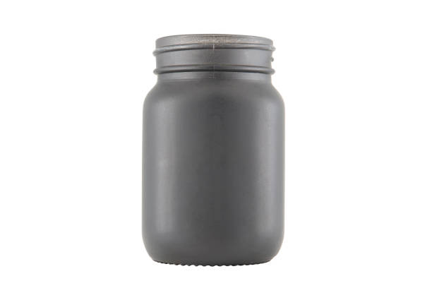istock Black glass scented candle jar mockup isolated on white background 1484174201