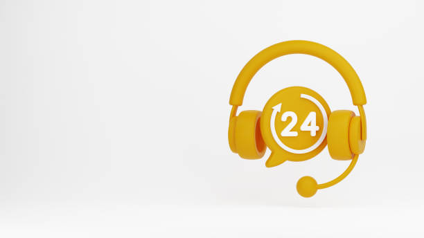 3d-наушники с поддержкой клиентов 24 часа 7 дней в неделю. служба онлайн-поддержки. чат-бот за просьбу о помощи. 3d-иллюстрация с копировальным п - telephone receiver стоковые фото и изображения