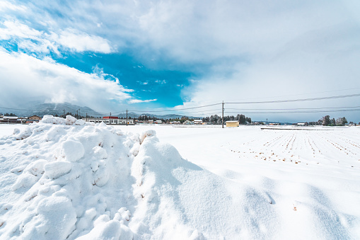 Winter scene of Village in Nagano prefecture, Japan