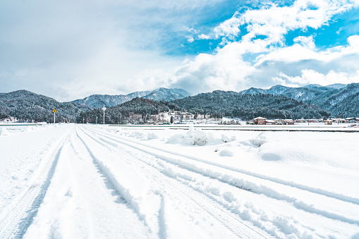 Winter scene of Village in Nagano prefecture, Japan