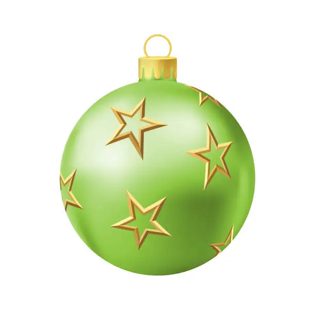 Vector illustration of Green Christmas tree ball with gold star