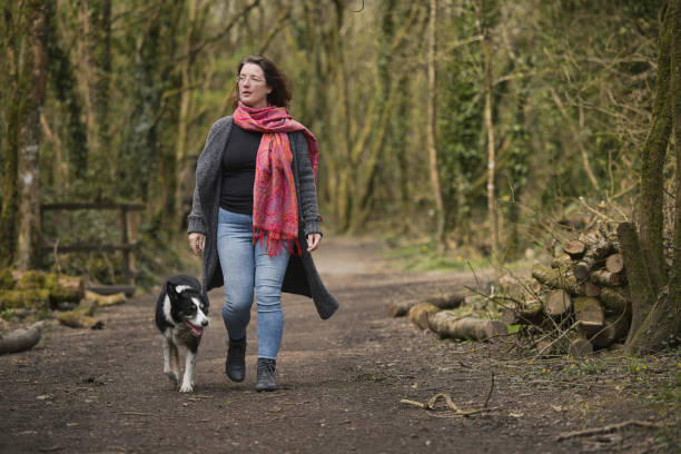 istock Caucasian lady out for a woodland walk 1484177444